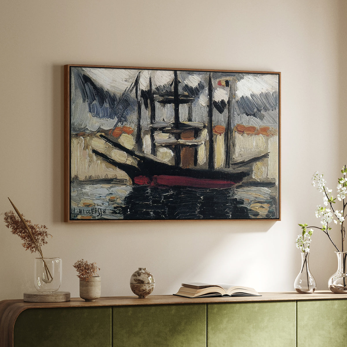 Two Boats Side by Side, Port of Marseilles, c. 1916 - Floater Framed Canvas Print