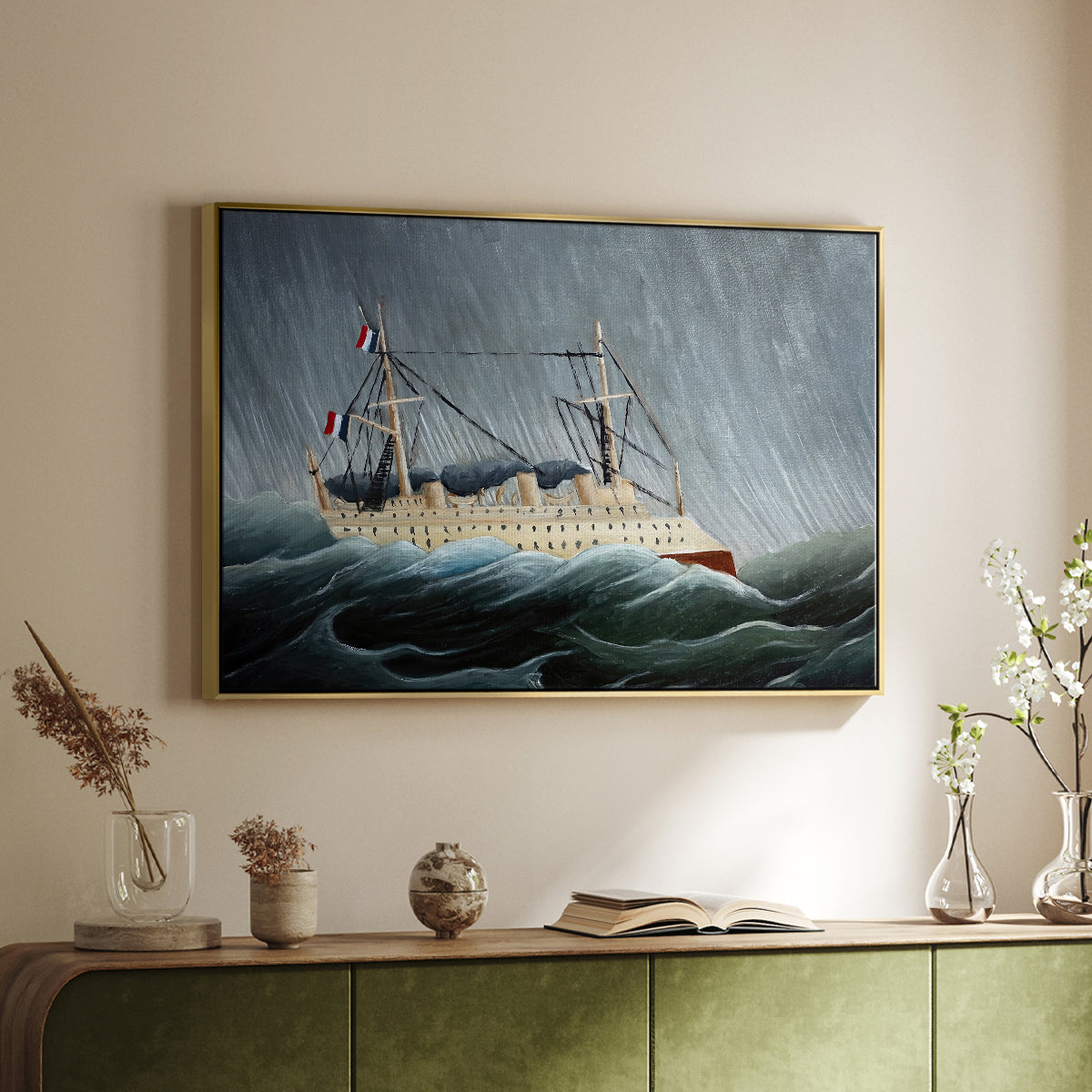 A Ship in the Storm, c. 1899 - Floater Framed Canvas Print