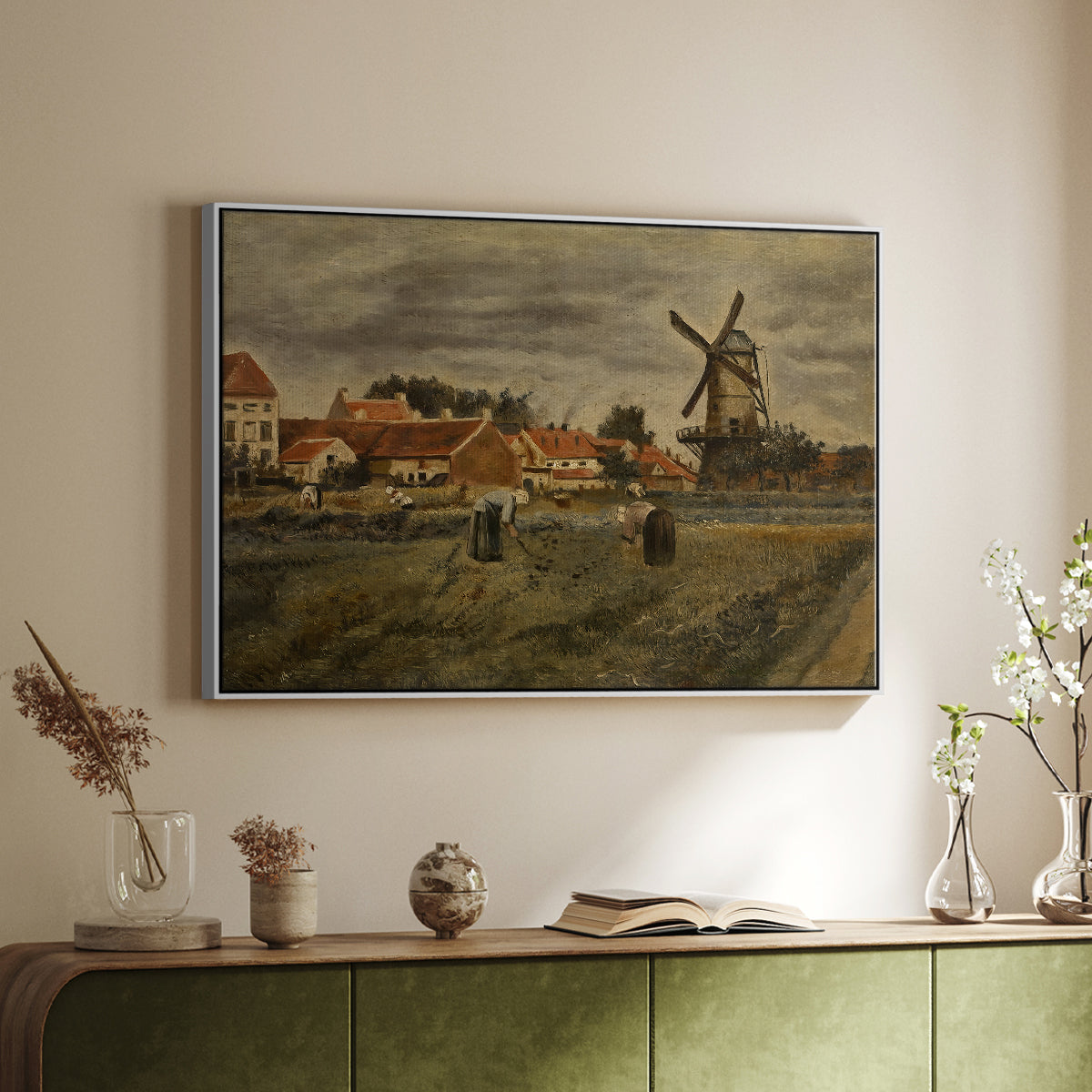 The Potato Harvest, c. 1875 - Floater Framed Canvas Print