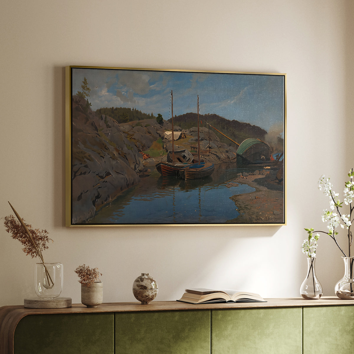 Pilotboats, 1875 - Floater Framed Canvas Print