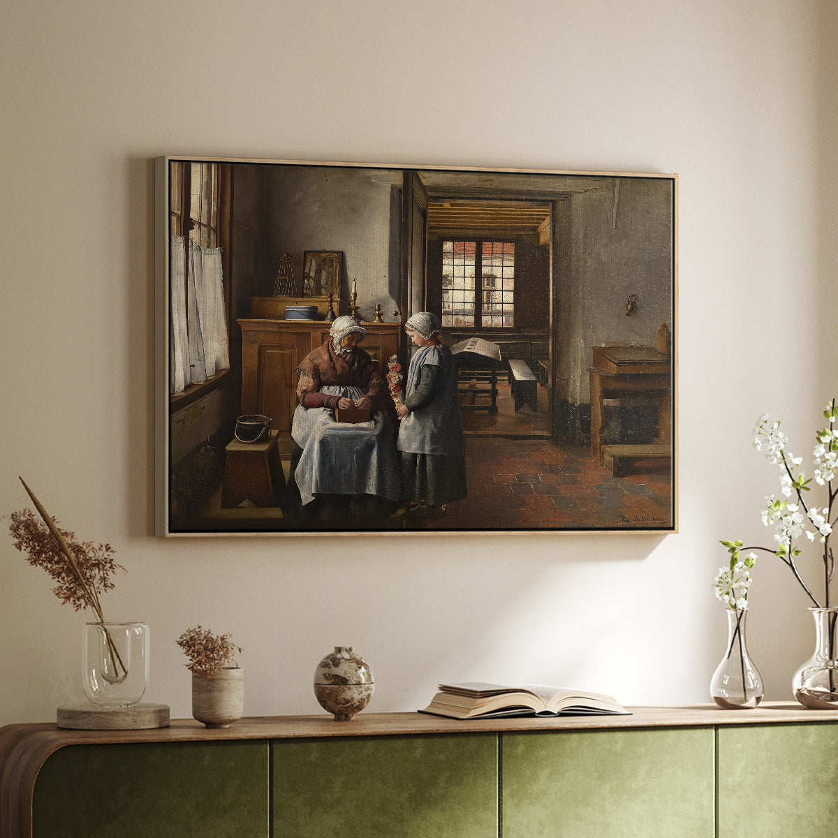 Grandmother's Feast, 1873 - Floater Framed Canvas Print