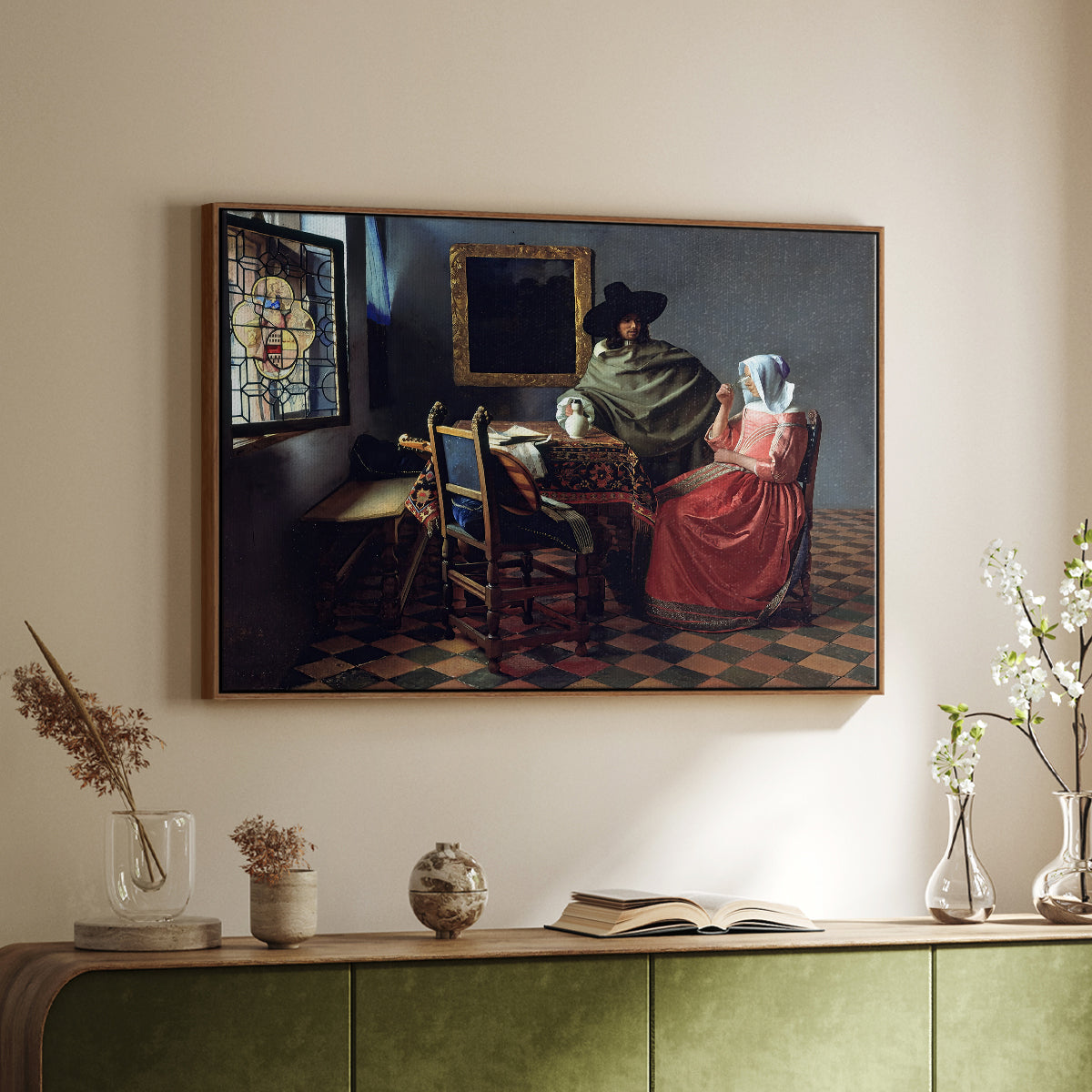 The Glass of Wine, c. 1660 - Floater Framed Canvas Print