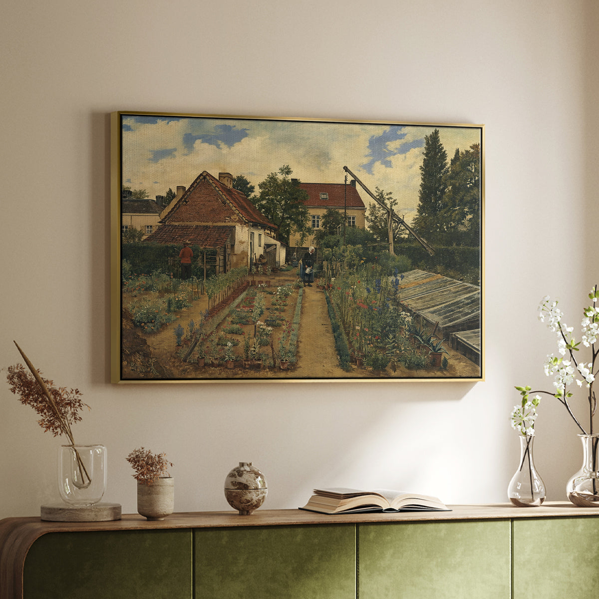 Garden of a Florist (The Flower Garden), 1864 - Floater Framed Canvas Print