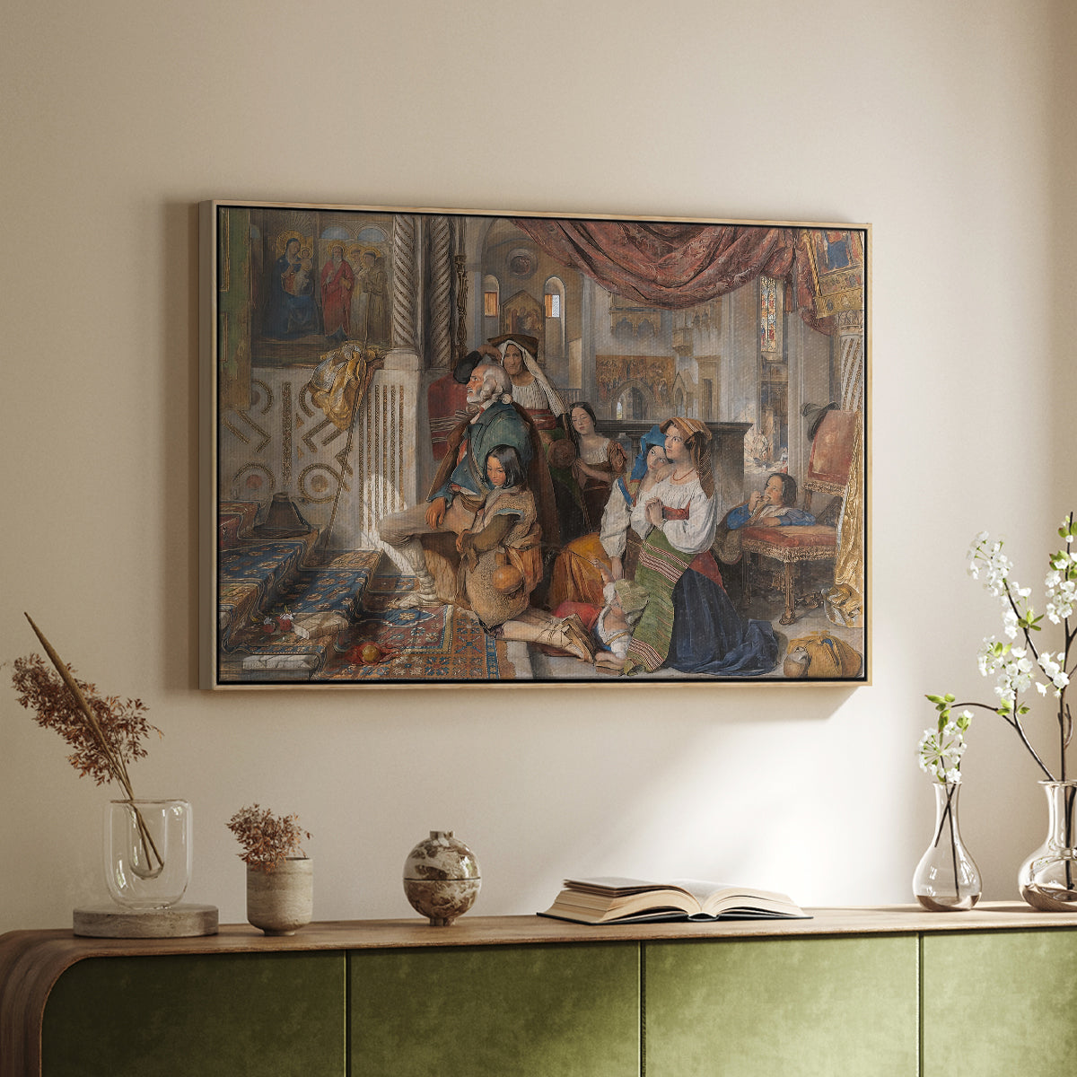 Roman Pilgrims, 1854 - Floater Framed Canvas Print