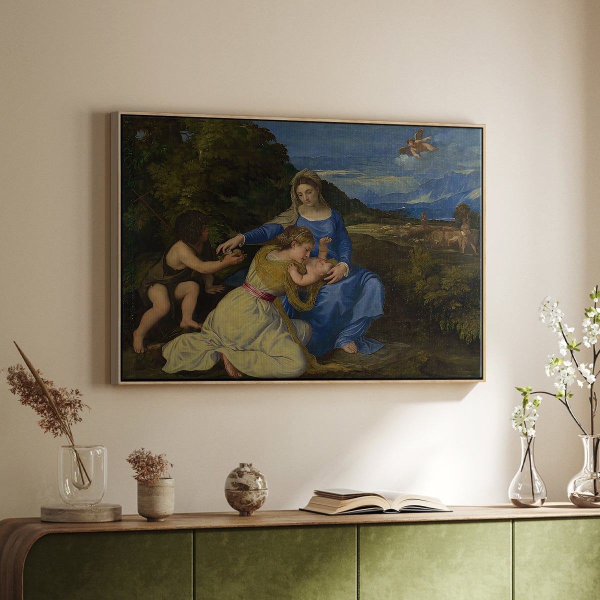 The Aldobrandini Madonna, 1532 - Floater Framed Canvas Print