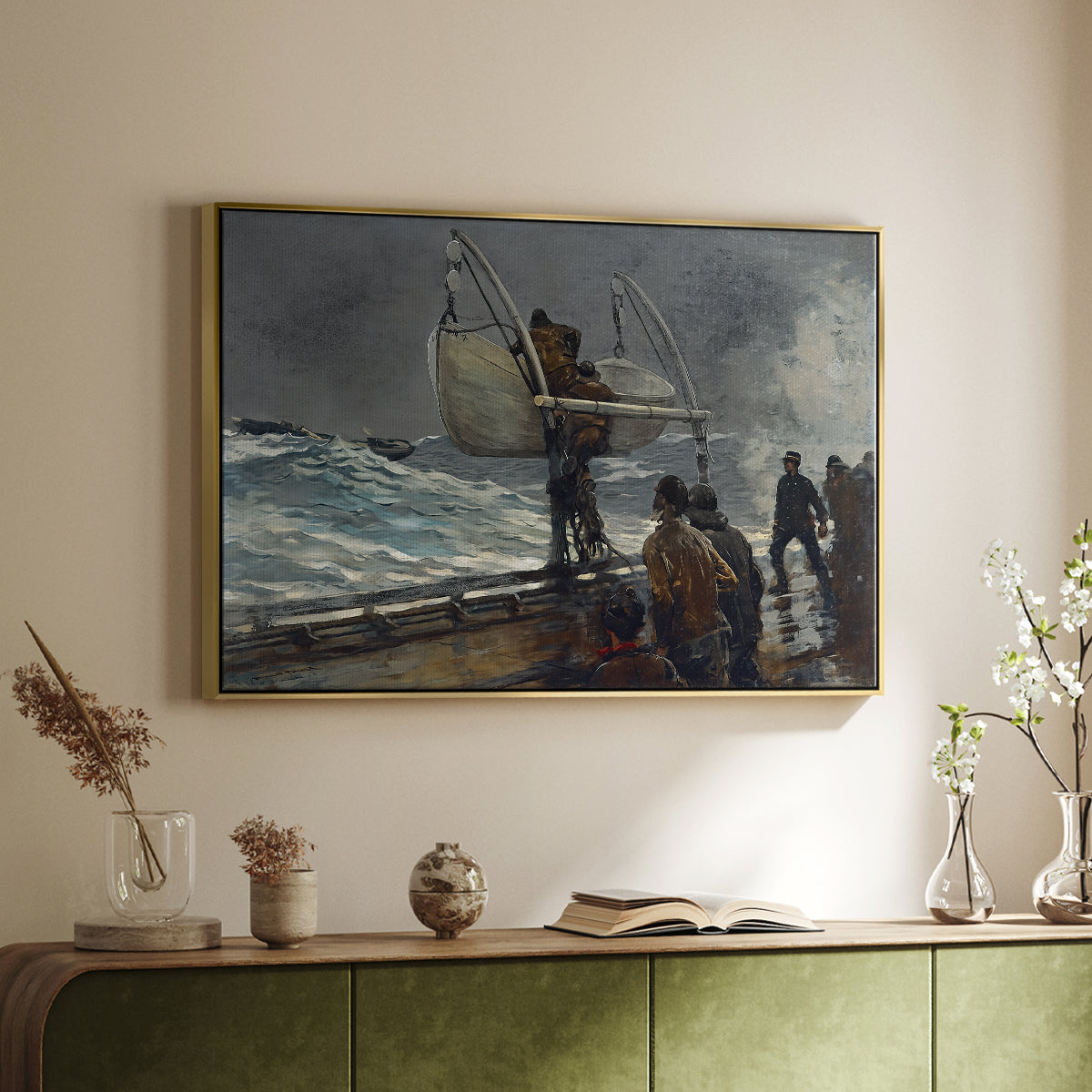 The Signal of Distress, c. 1896 - Floater Framed Canvas Print