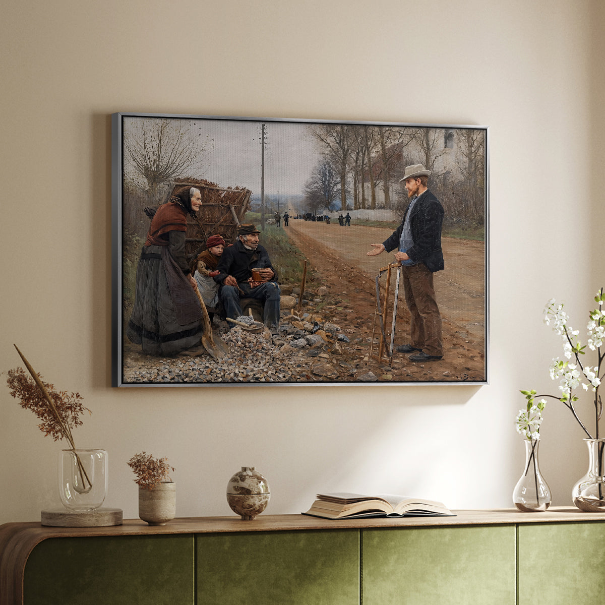 People by a Road, 1893 - Floater Framed Canvas Print