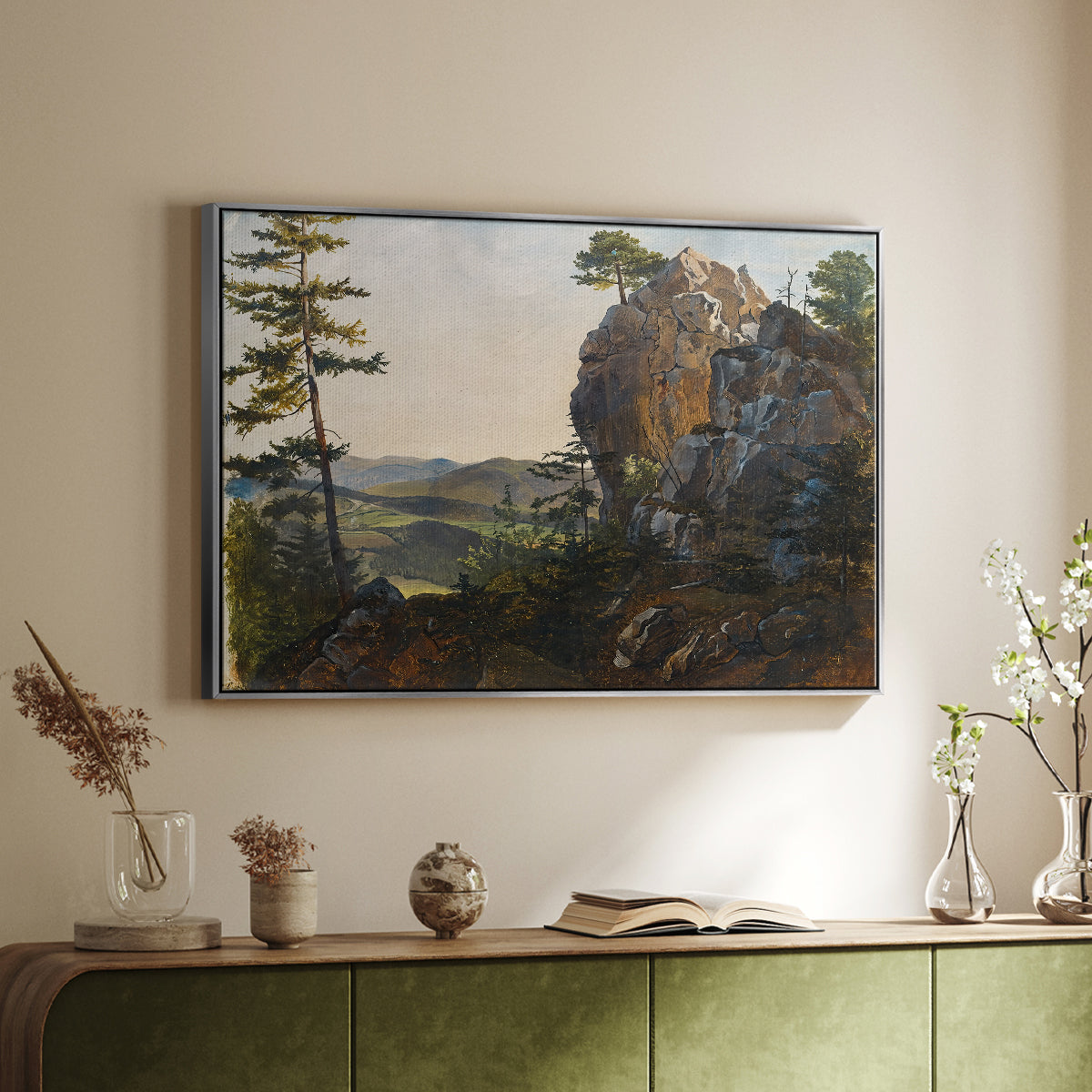 Landscape with the Balbersteine near Miesenbach, 1839 - Floater Framed Canvas Print