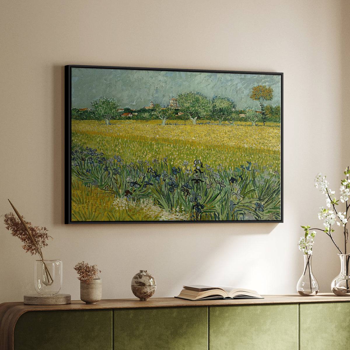 Field with Irises near Arles, 1888 - Floater Framed Canvas Print