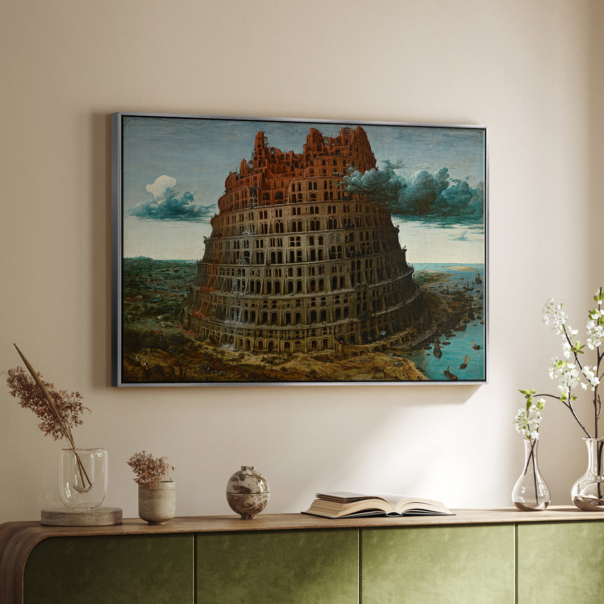 The Tower of Babel, c. 1568 - Floater Framed Canvas Print