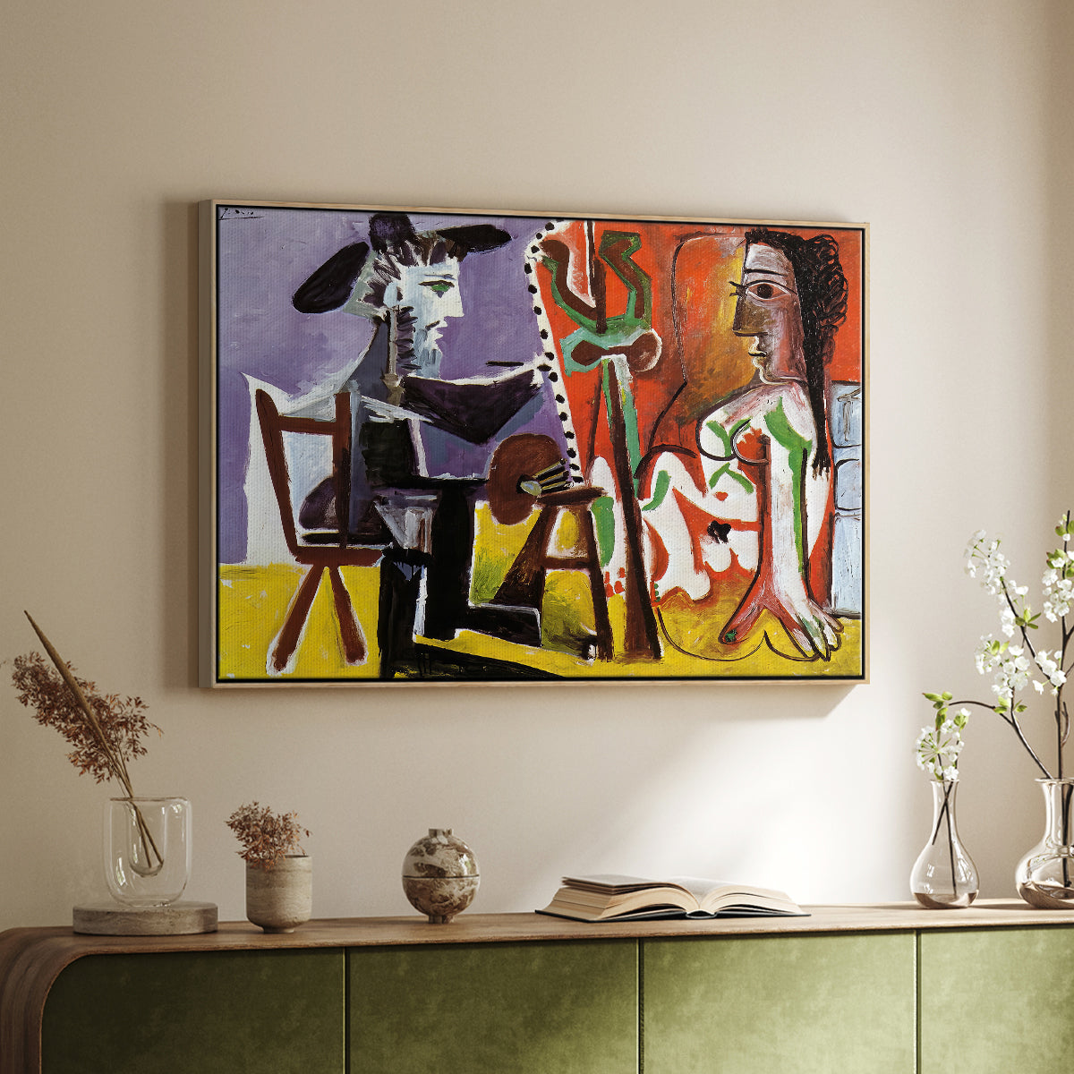 The Painter and His Model, 1963 - Floater Framed Canvas Print