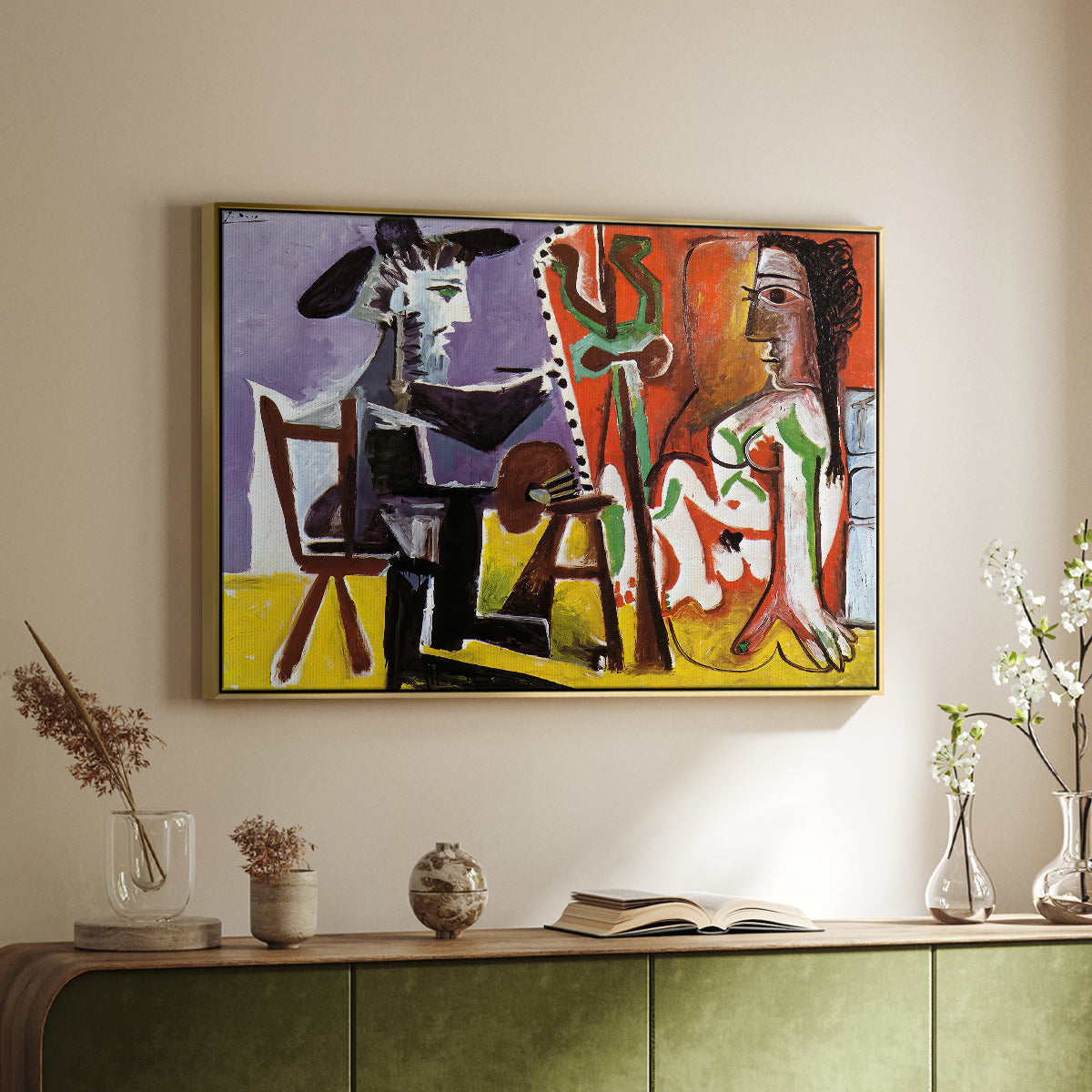 The Painter and His Model, 1963 - Floater Framed Canvas Print