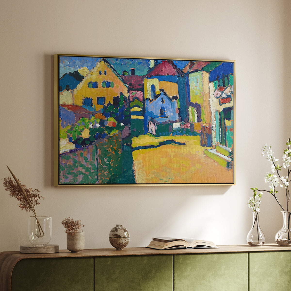 Green Lane in Murnau, 1909 - Floater Framed Canvas Print
