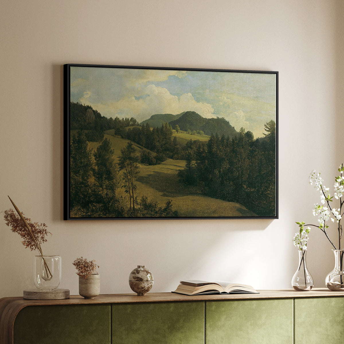 Landscape near Miesenbach, c. 1830 - Floater Framed Canvas Print