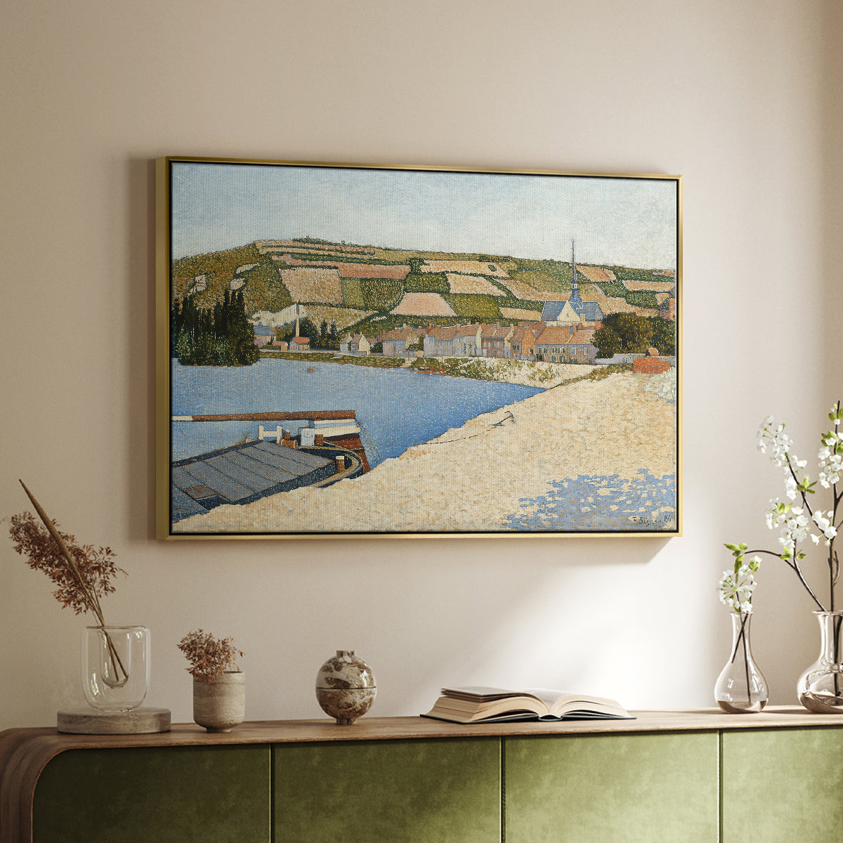 The Riverbank, Les Andelys, 1886 - Floater Framed Canvas Print