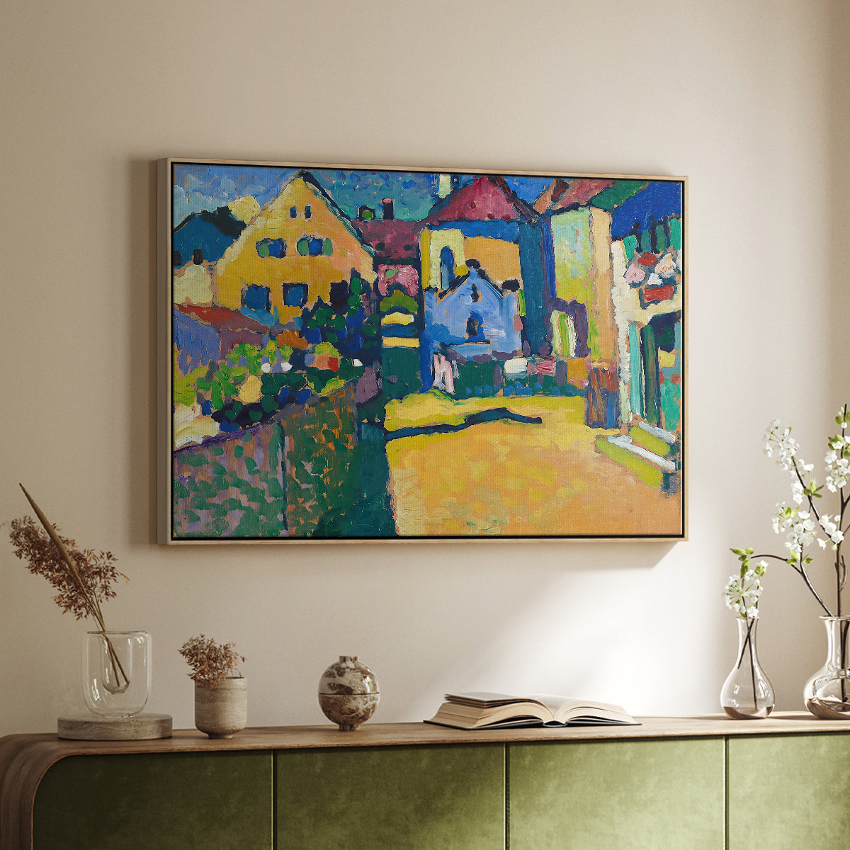 Green Lane in Murnau, 1909 - Floater Framed Canvas Print
