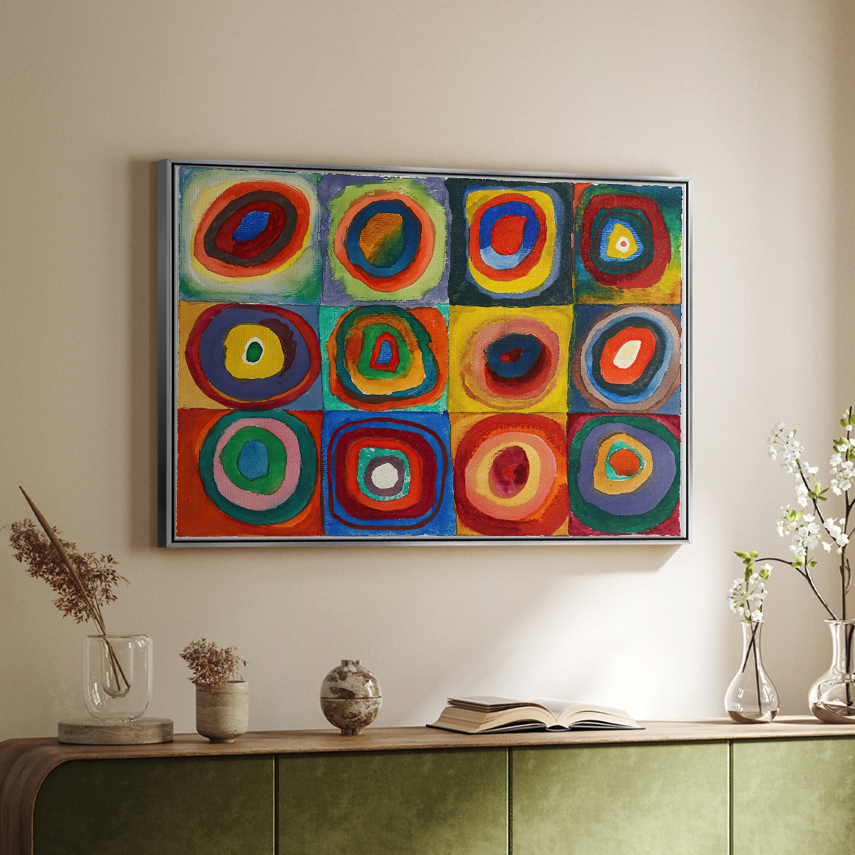 Color Study: Squares with Concentric Circles, 1913 - Floater Framed Canvas Print