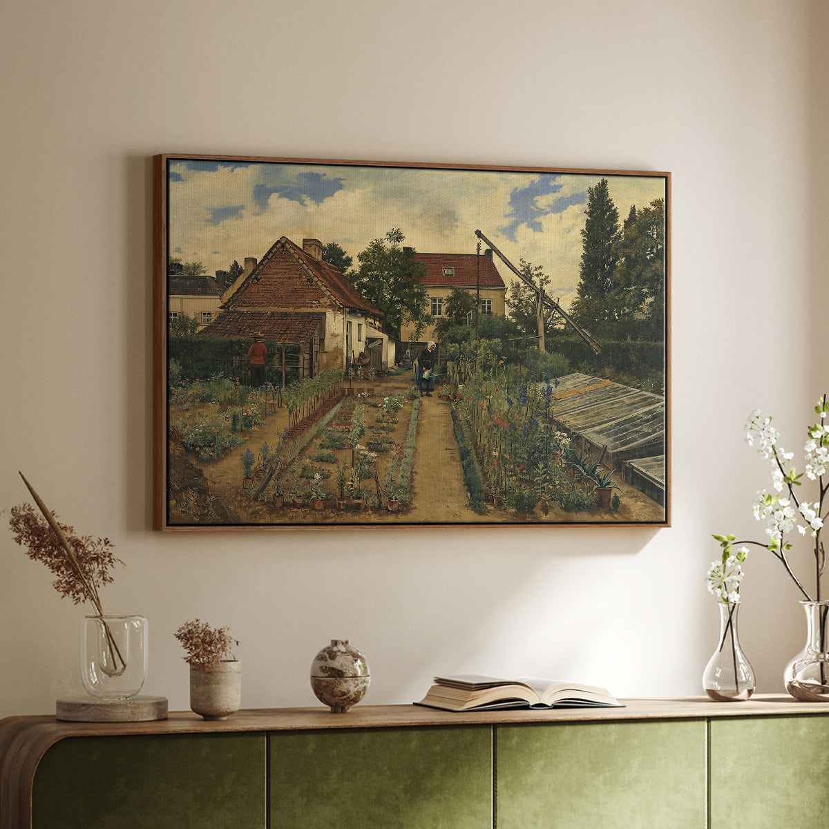 Garden of a Florist (The Flower Garden), 1864 - Floater Framed Canvas Print