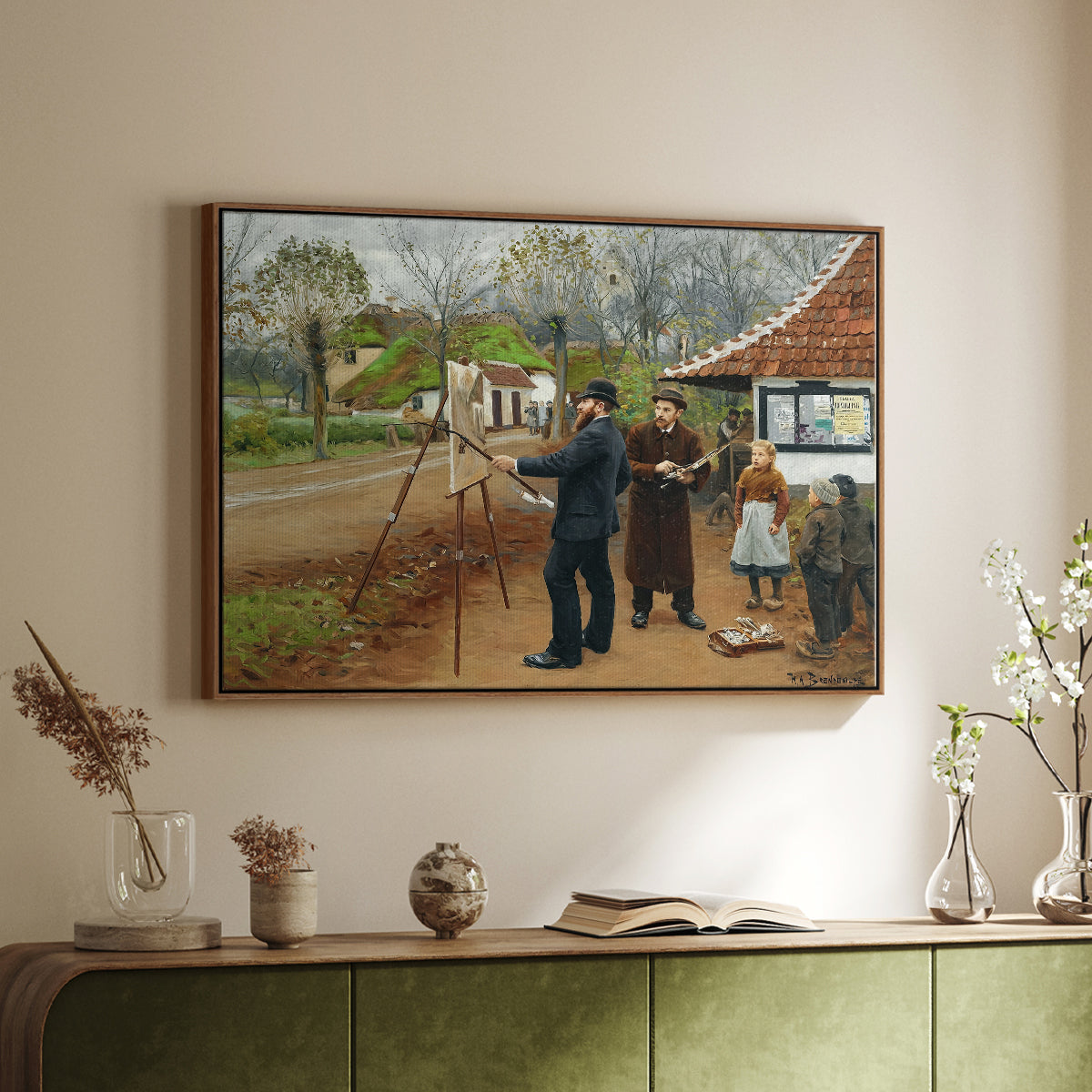 L. A. Ring Painting near Aasum Smithy, 1893 - Floater Framed Canvas Print