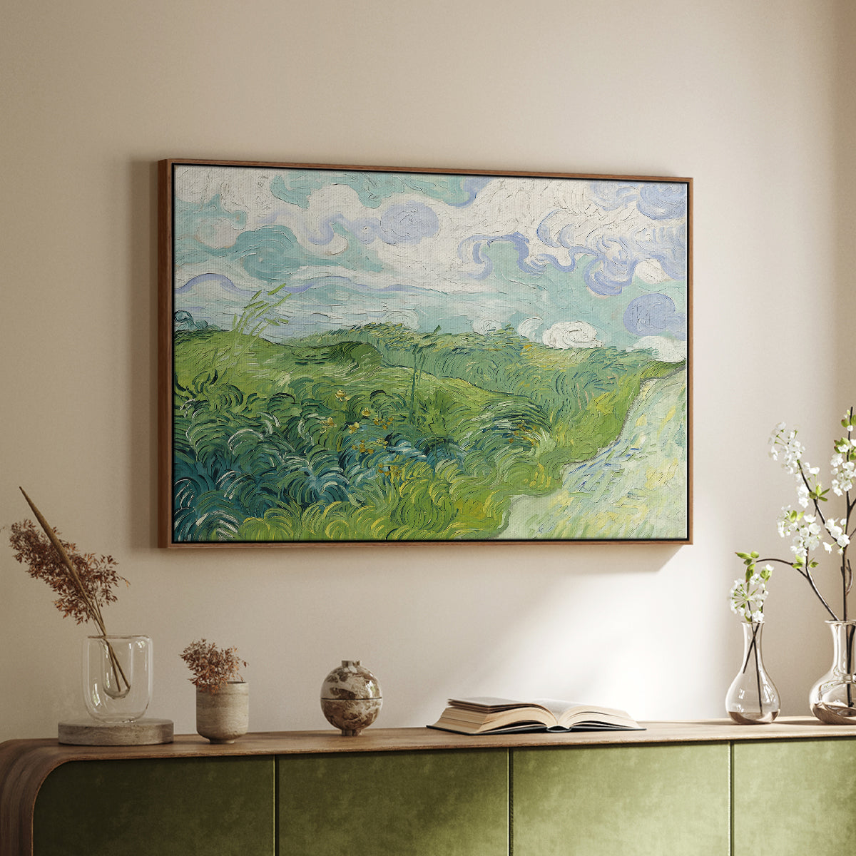 Green Wheat Field, Auvers, 1890 - Floater Framed Canvas Print
