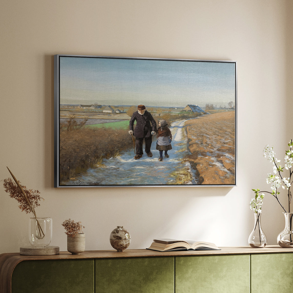 The Old Man and the Child, 1888 - Floater Framed Canvas Print