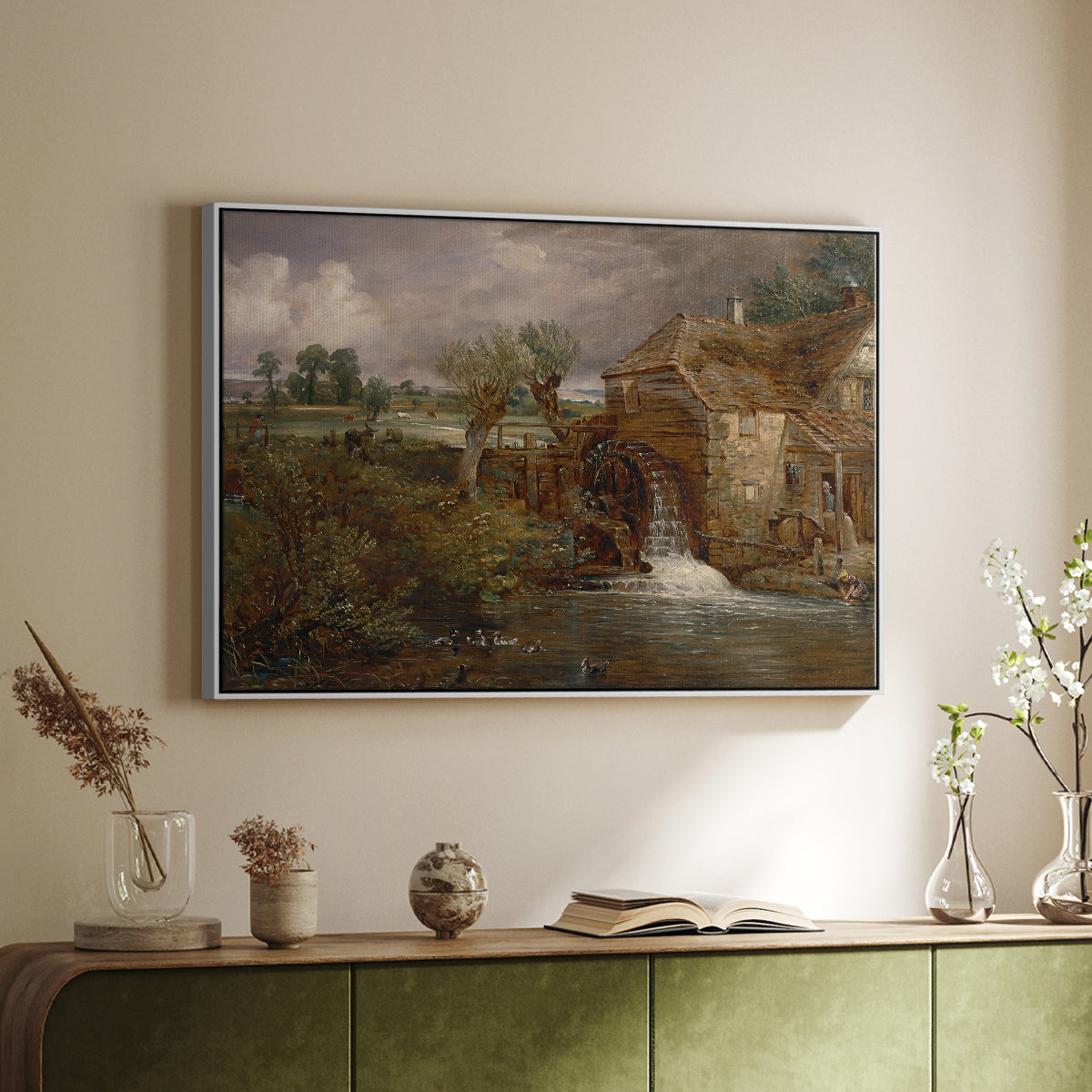 Parham Mill, Gillingham, 1826 - Floater Framed Canvas Print