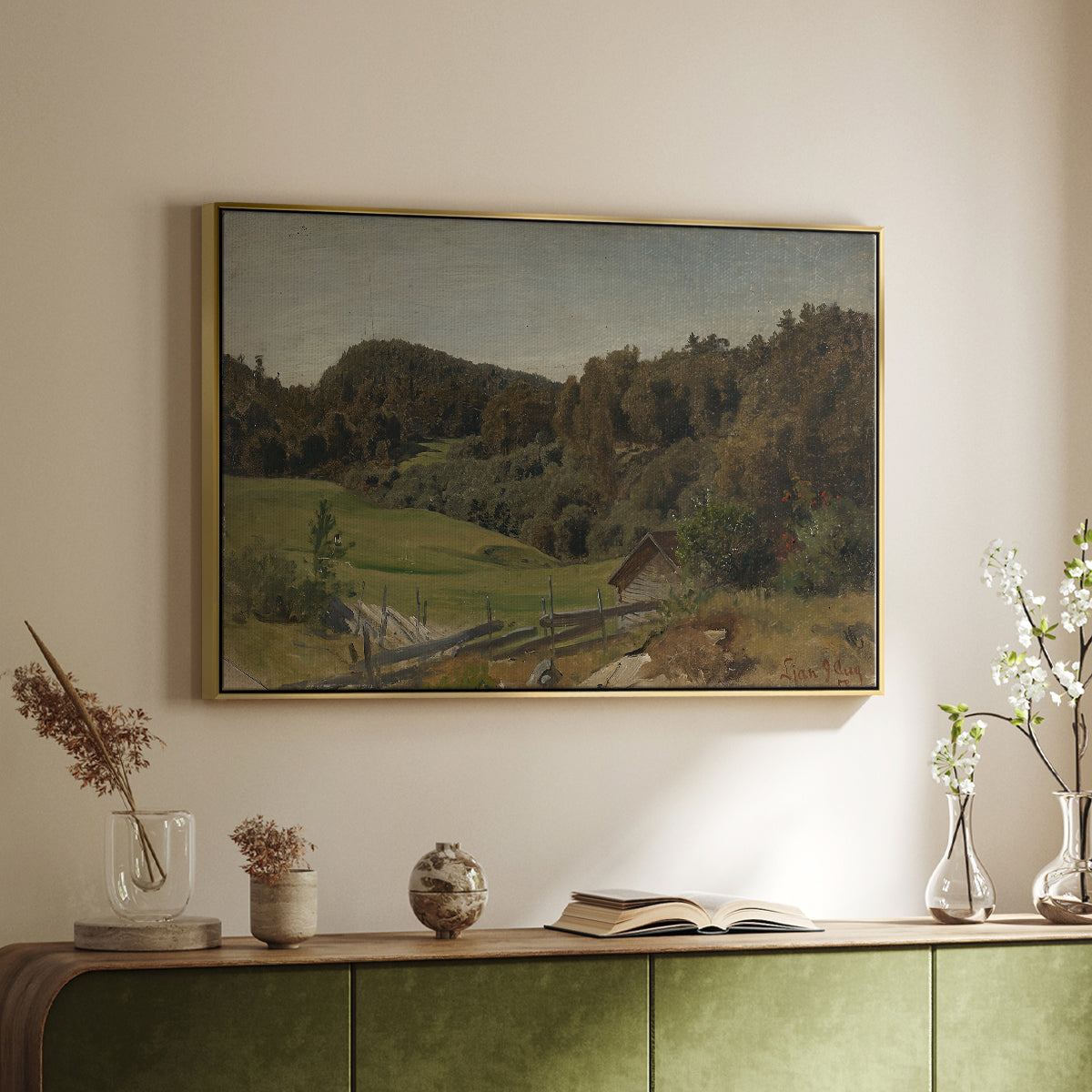 Landscape at Ljan, 1858 - Floater Framed Canvas Print