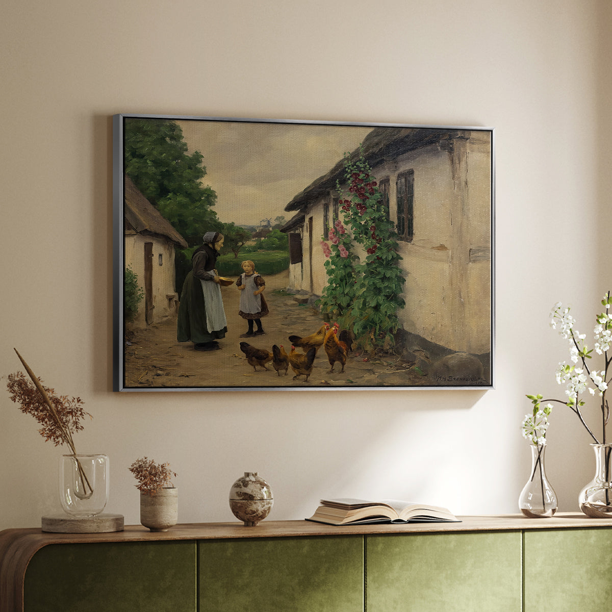 Visit to Grandmother, 1914 - Floater Framed Canvas Print