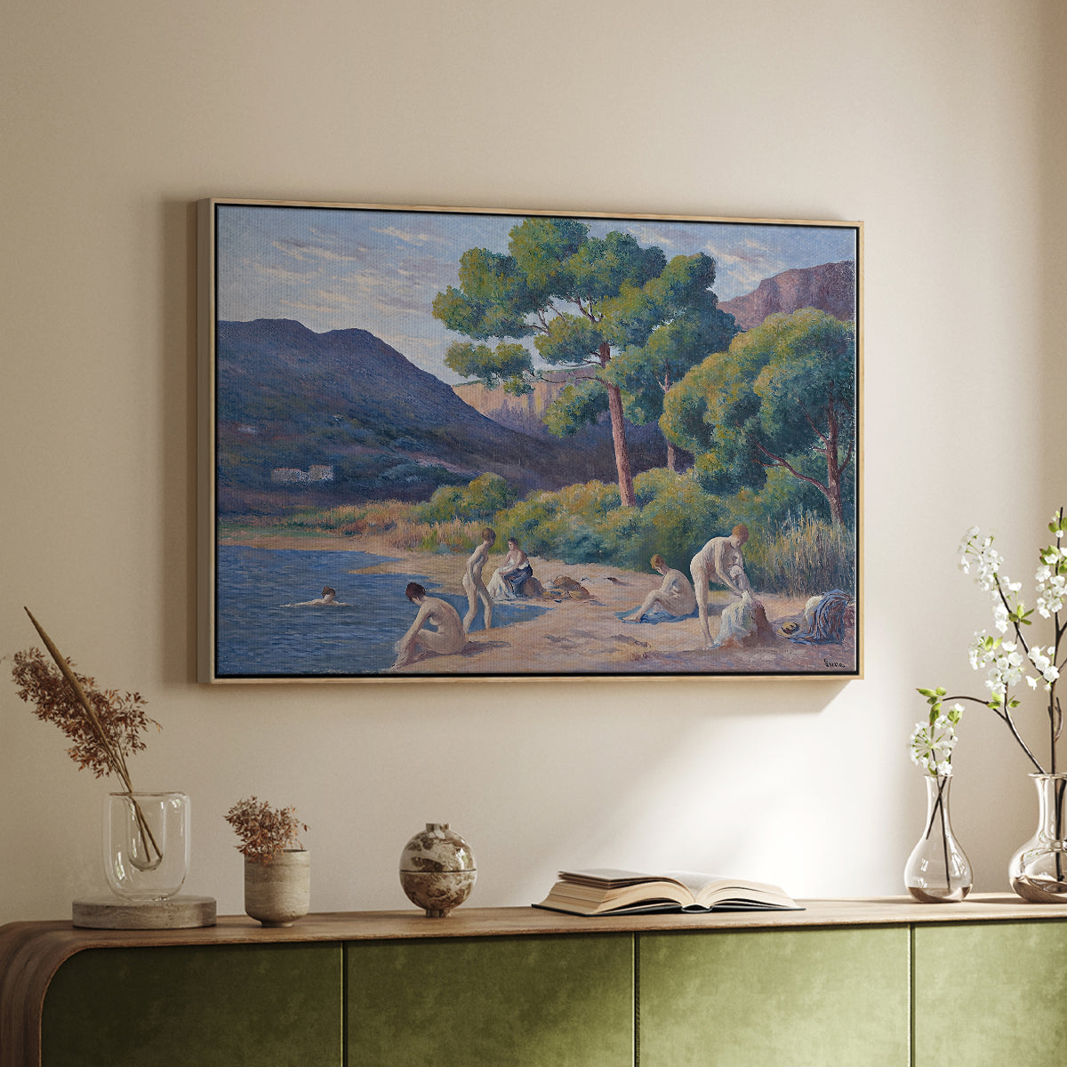 Bathers in Saint-Tropez, c. 1909 - Floater Framed Canvas Print