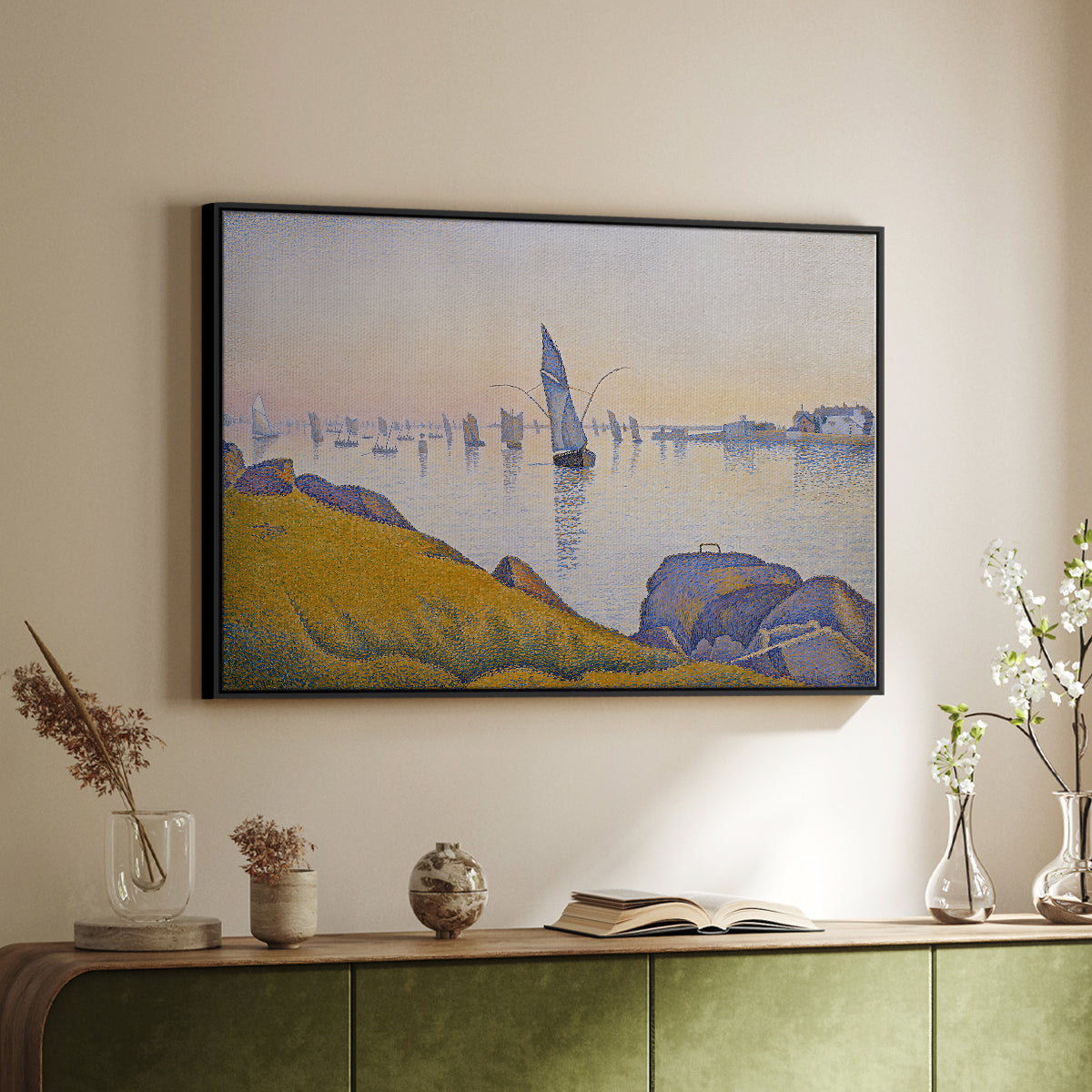 Evening Calm, Concarneau, Opus 220, 1891 - Floater Framed Canvas Print