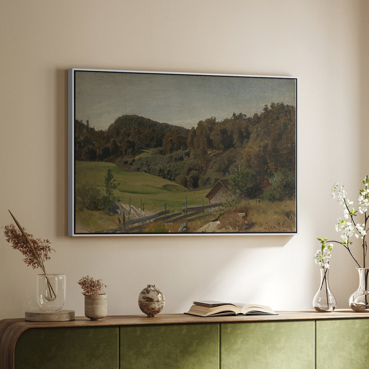 Landscape at Ljan, 1858 - Floater Framed Canvas Print