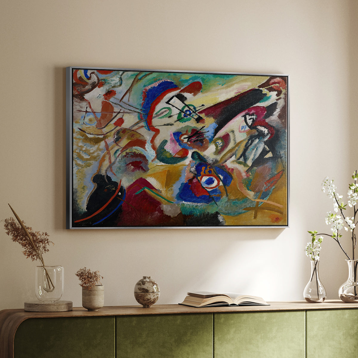 Fragment 2 for Composition VII, 1913 - Floater Framed Canvas Print
