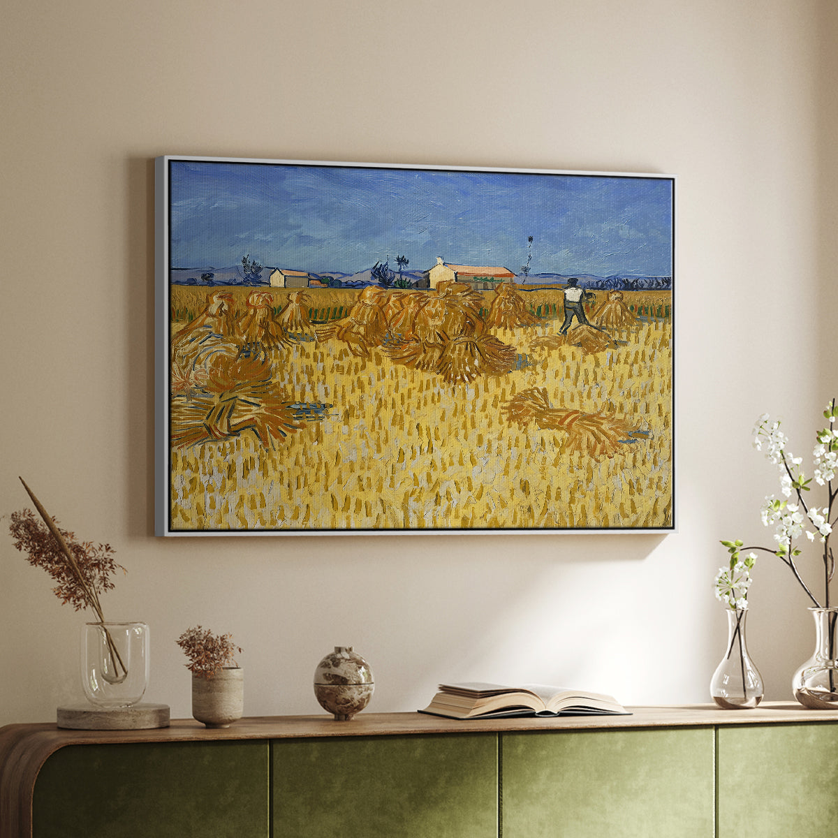 Wheat Field with Sheaves (Harvest in Provence), 1888 - Floater Framed Canvas Print