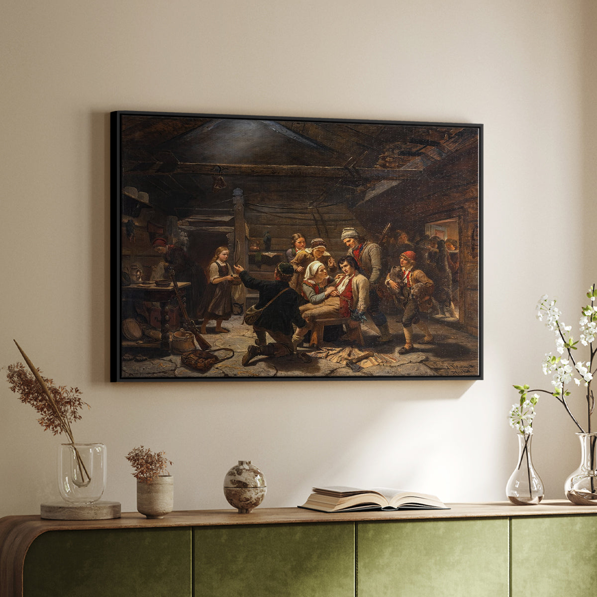 The Return of the Bear Hunter, 1856 - Floater Framed Canvas Print