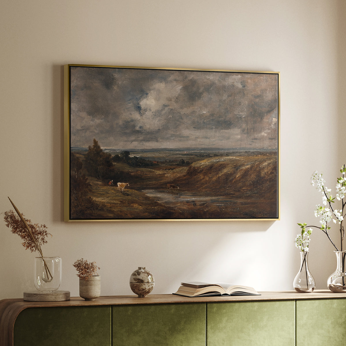 Hampstead Heath, 1825 - Floater Framed Canvas Print