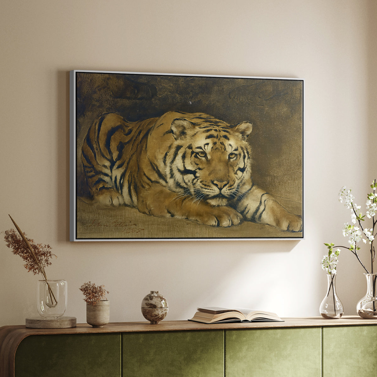 Study of a Tiger for Circe, 1885 - Floater Framed Canvas Print