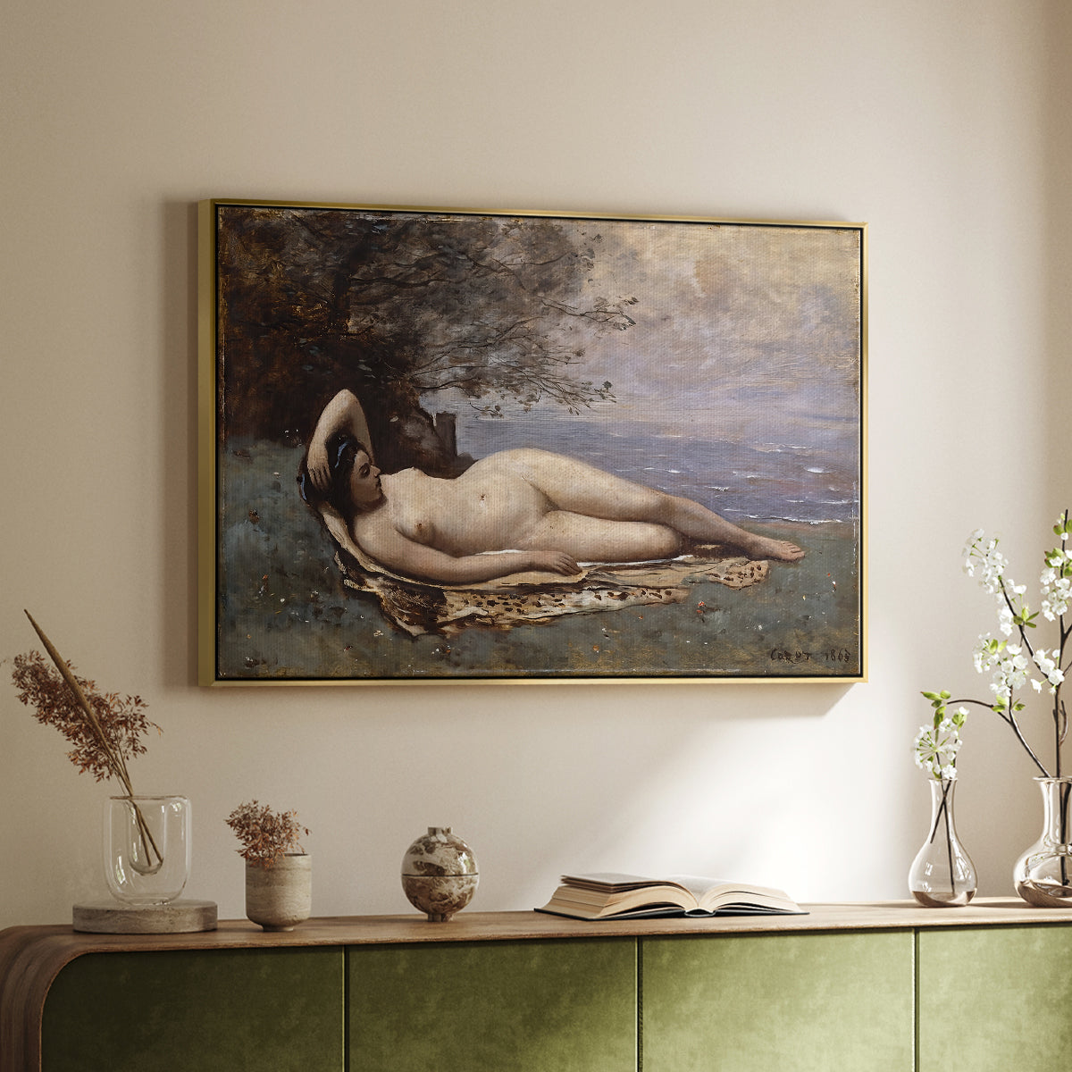 Bacchante by the Sea, 1865 - Floater Framed Canvas Print