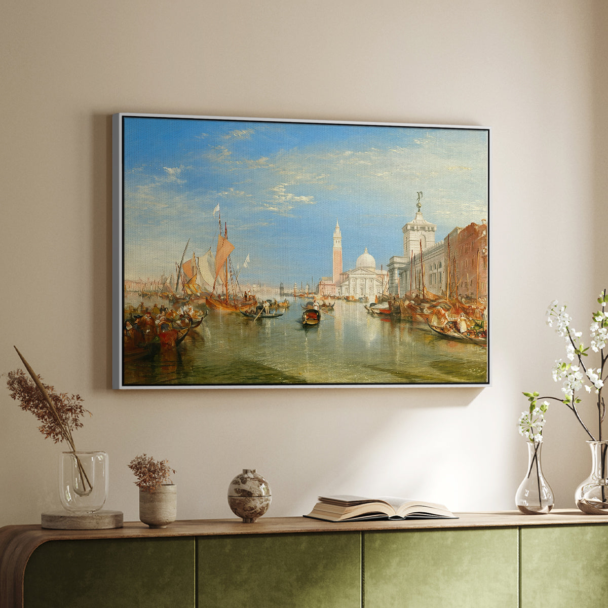 Venice: The Dogana and San Giorgio Maggiore, 1834 - Floater Framed Canvas Print