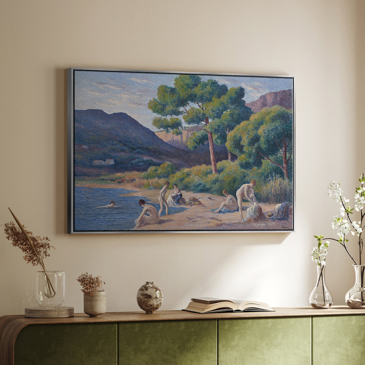 Bathers in Saint-Tropez, c. 1909 - Floater Framed Canvas Print