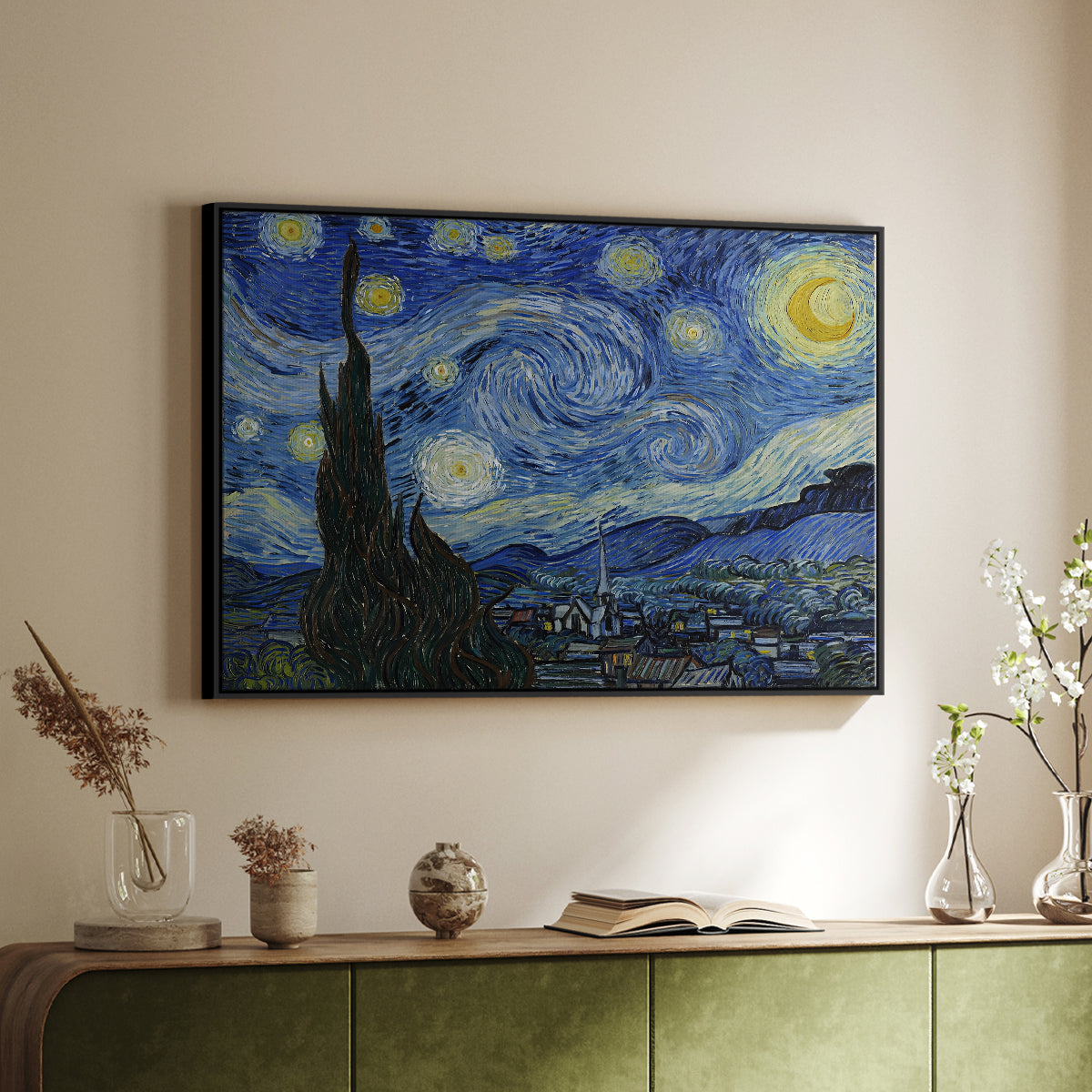 The Starry Night, 1889 - Floater Framed Canvas Print