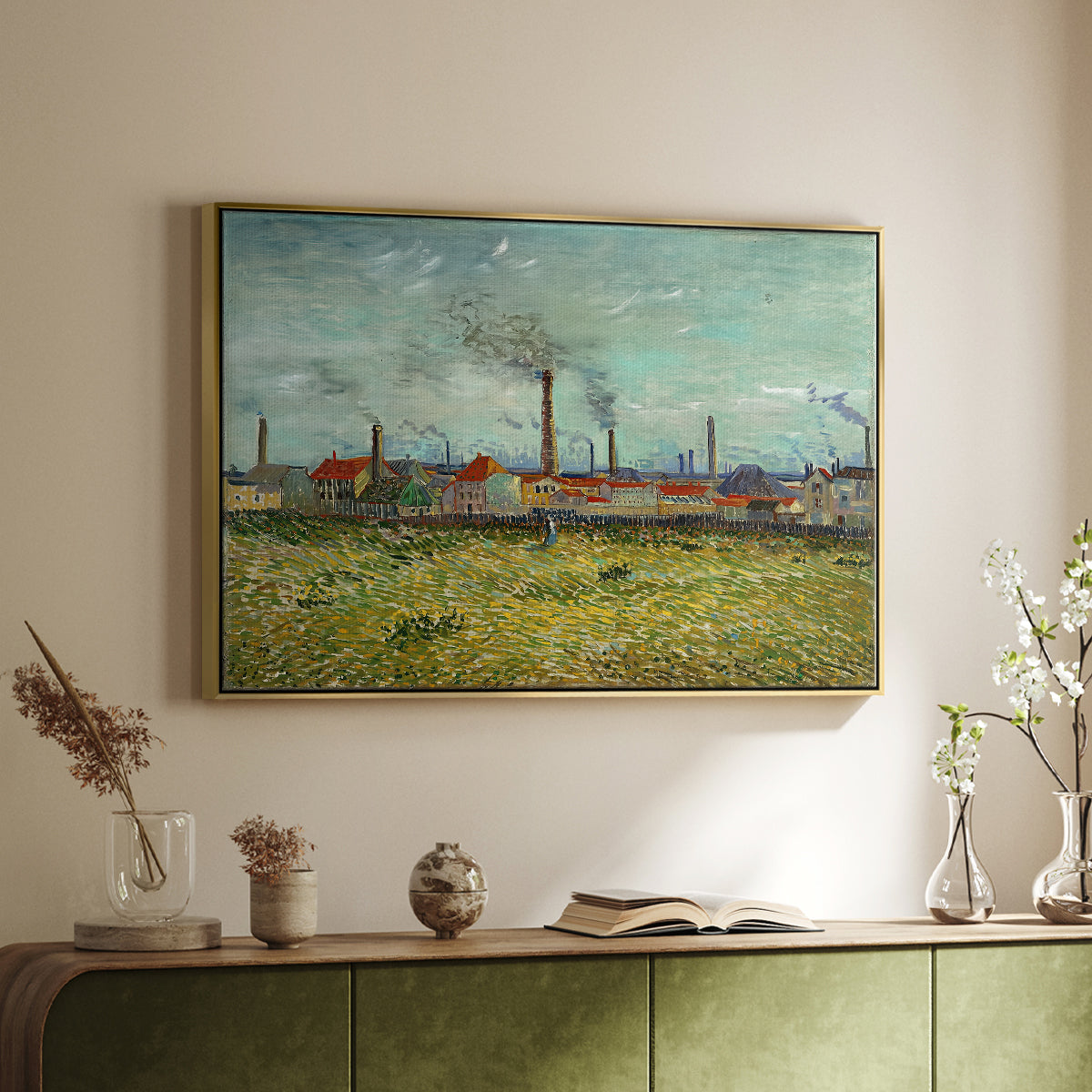 Factories at Clichy, 1887 - Floater Framed Canvas Print