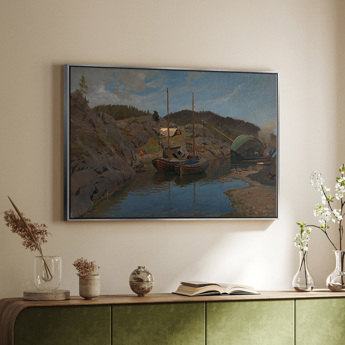 Pilotboats, 1875 - Floater Framed Canvas Print