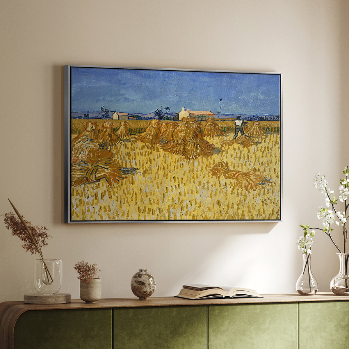 Wheat Field with Sheaves (Harvest in Provence), 1888 - Floater Framed Canvas Print