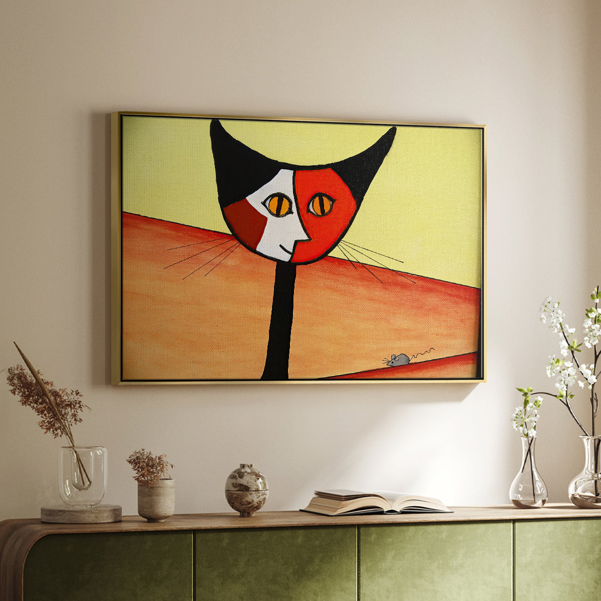 Picasso's Cat–El Gato - Floater Framed Canvas Print