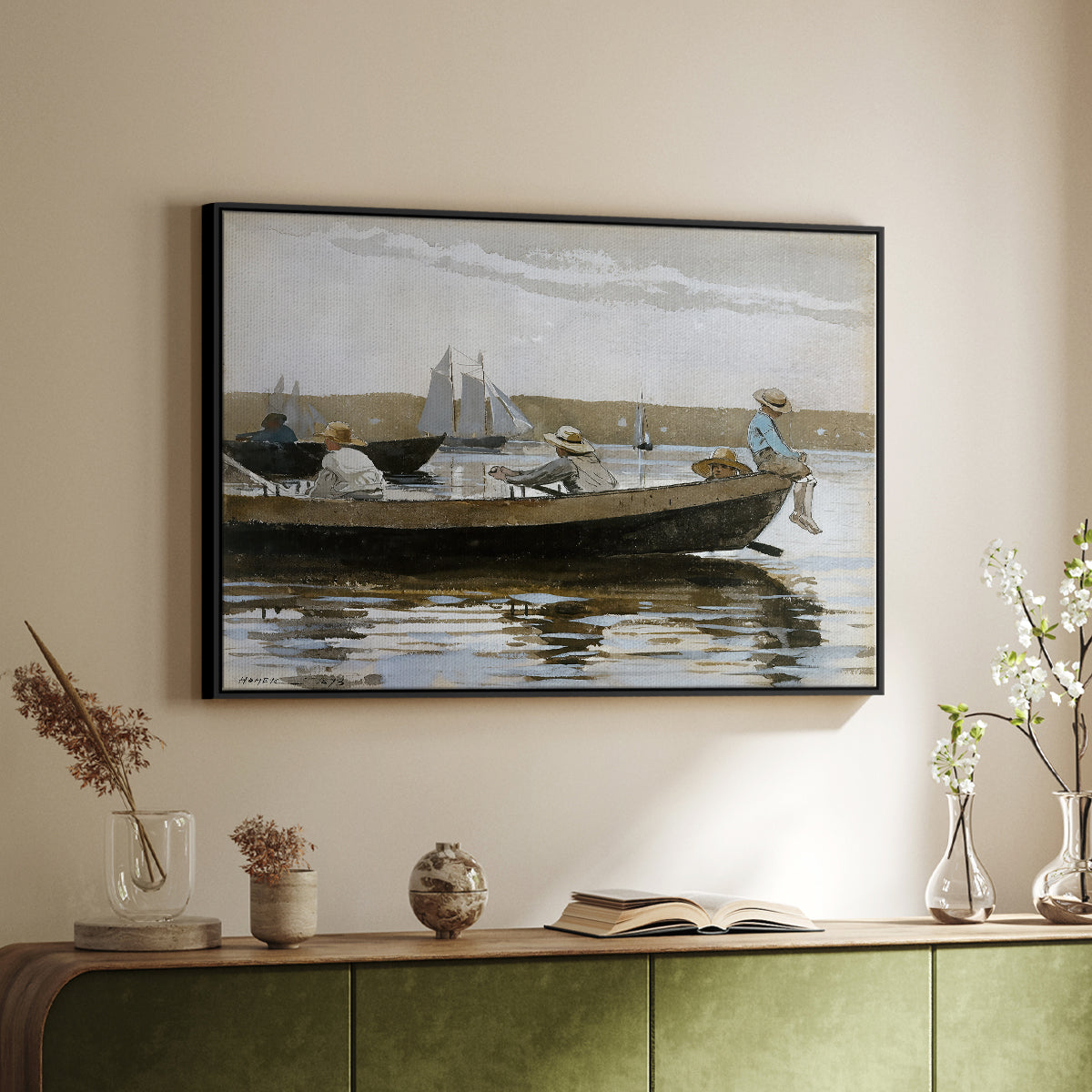 Boys in a Dory, 1873 - Floater Framed Canvas Print