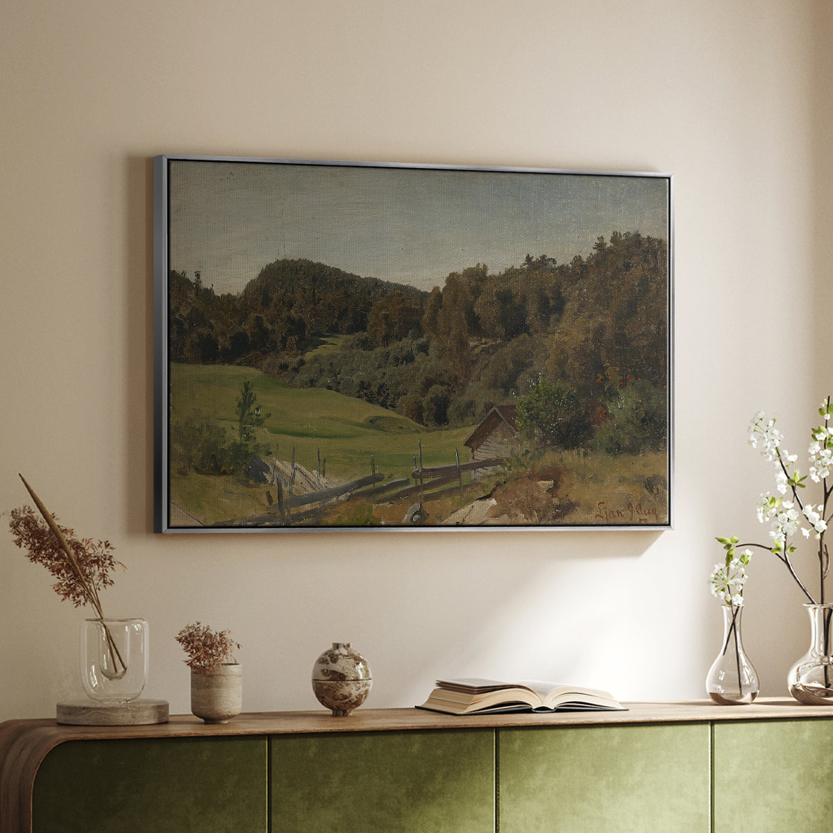Landscape at Ljan, 1858 - Floater Framed Canvas Print