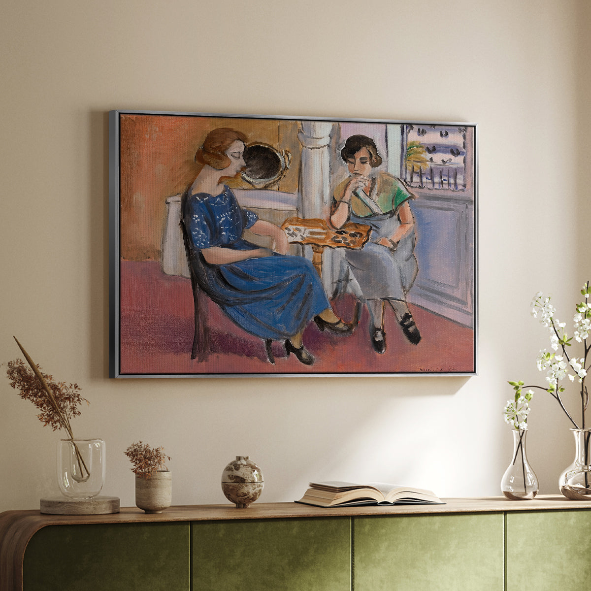 Domino Players, 1921 - Floater Framed Canvas Print