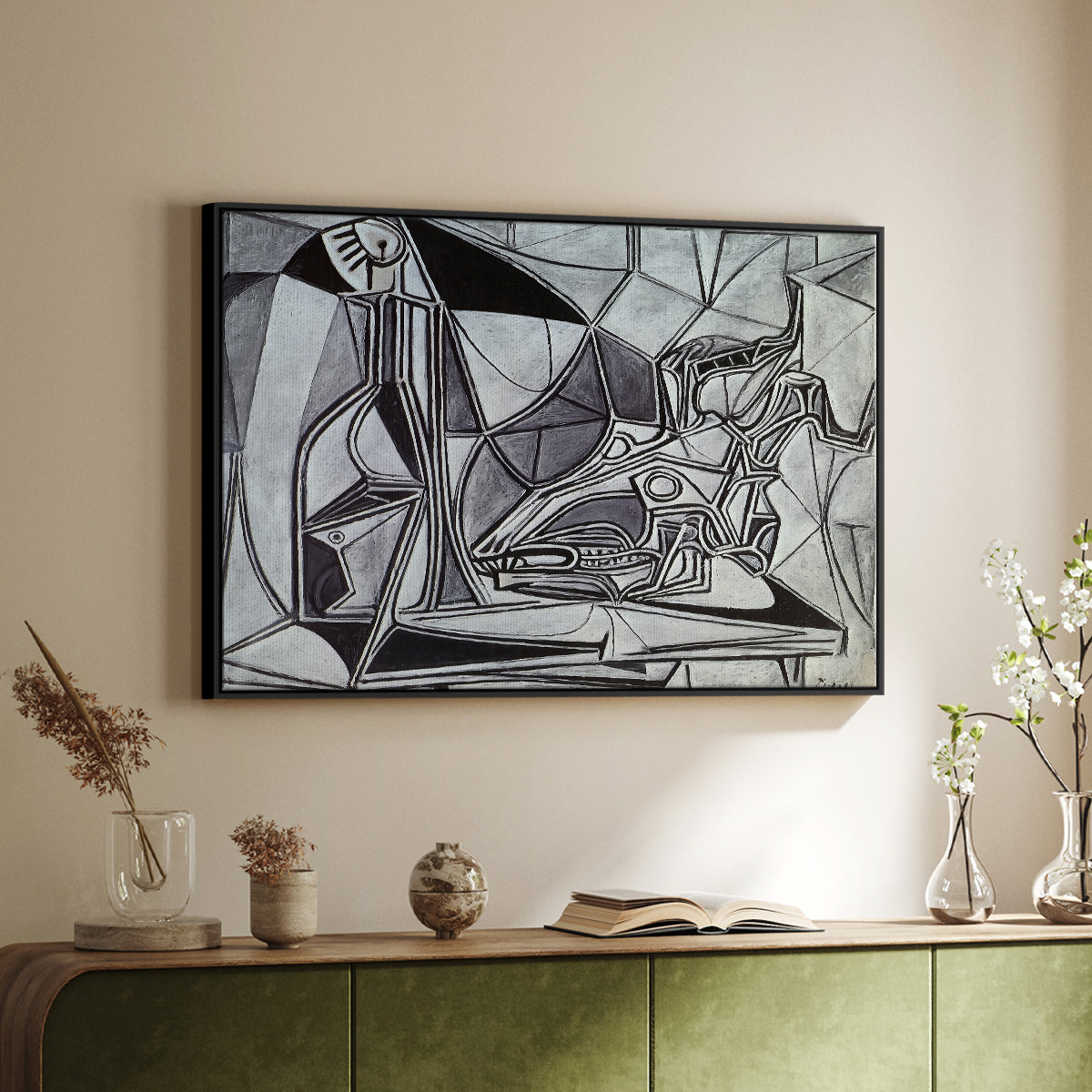 Goat's Skull, Bottle and Candle, 1952 - Floater Framed Canvas Print