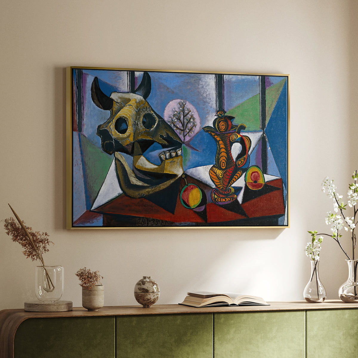 Still Life with Bull's Skull, 1939 - Floater Framed Canvas Print