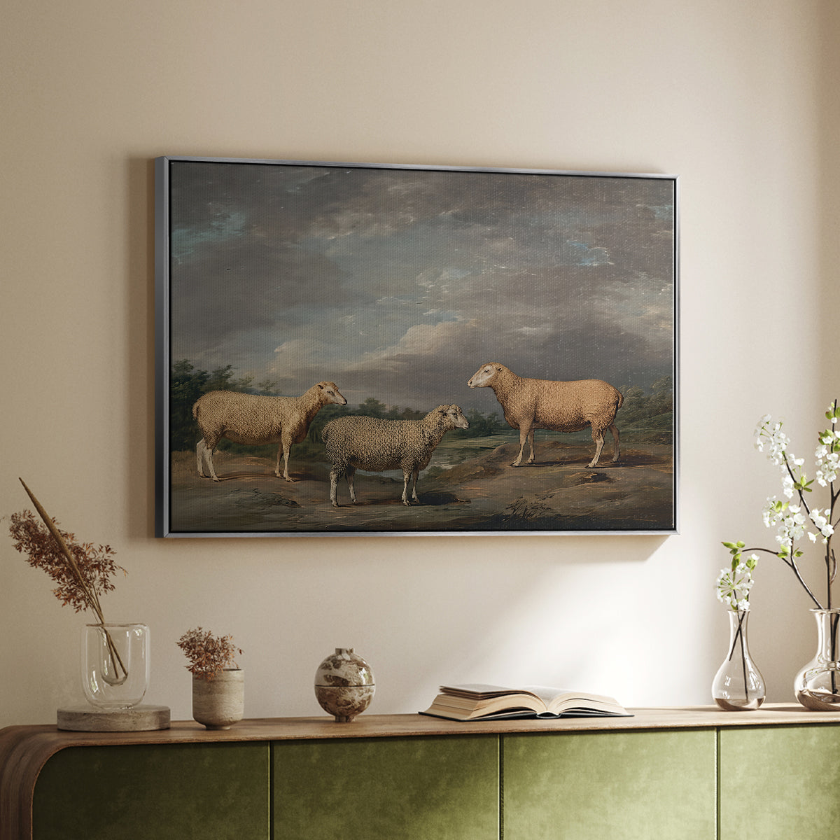 Ryelands Sheep, the King's Ram, the King's Ewe and Lord Somerville's Wether, c. 1801-1807 - Floater Framed Canvas Print
